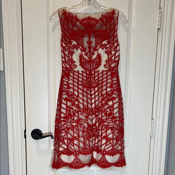 anthropologie red lace dress Anthropologie Dolce Vita Red Lace Dress S EUC